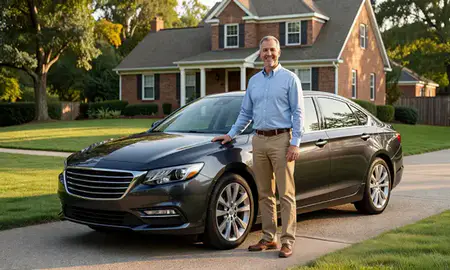 Customer with their delivered car in Maryland, United States