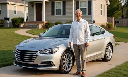Car delivered to a driveway in Maryland, United States