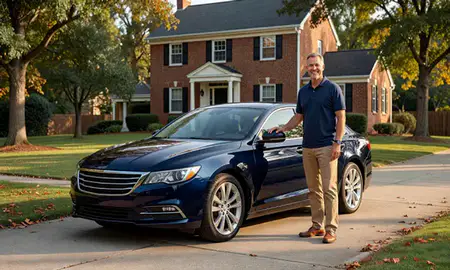 Customer with their delivered car in Annapolis, Maryland, United States
