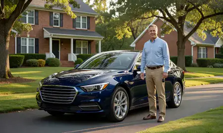 Car delivered to a driveway in Annapolis, Maryland, United States