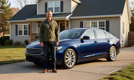 Customer with their delivered car in Aspen Hill, Maryland, United States