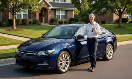 Car delivered to a driveway in Aspen Hill, Maryland, United States