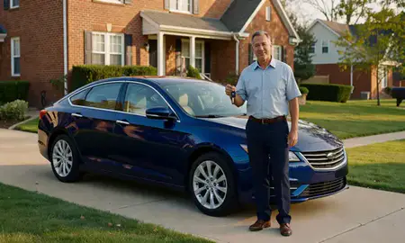 Car delivered to a driveway in Baltimore, Maryland, United States