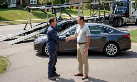 Vehicle owner beside their delivered car in Bel Air South, Maryland, United States