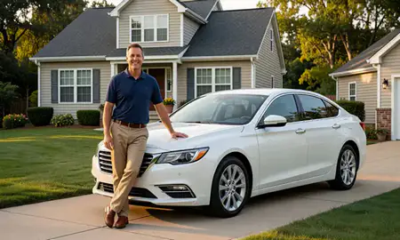 Customer with their delivered car in Bethesda, Maryland, United States