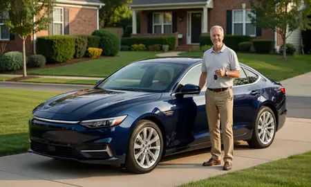 Car delivered to a driveway in Bethesda, Maryland, United States