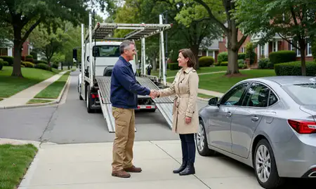 Vehicle owner beside their delivered car in Bethesda, Maryland, United States