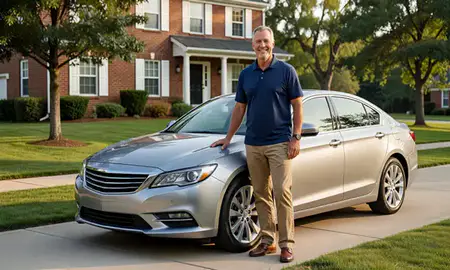 Customer with their delivered car in Bowie, Maryland, United States