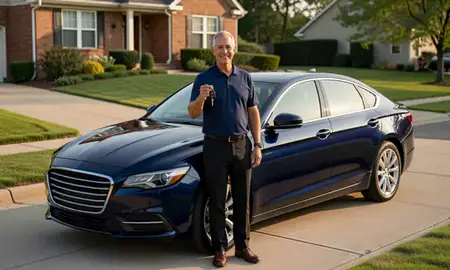 Car delivered to a driveway in Bowie, Maryland, United States