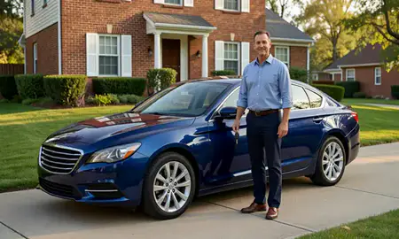 Car delivered to a driveway in Catonsville, Maryland, United States