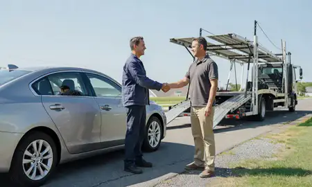 Vehicle owner beside their delivered car in Clinton, Maryland, United States