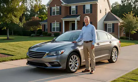 Customer with their delivered car in Columbia, Maryland, United States