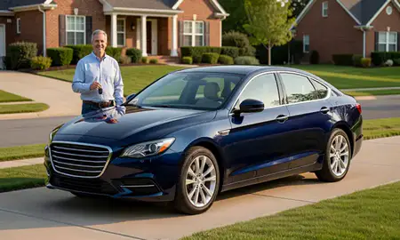 Car delivered to a driveway in Columbia, Maryland, United States