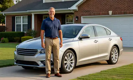 Customer with their delivered car in Dundalk, Maryland, United States
