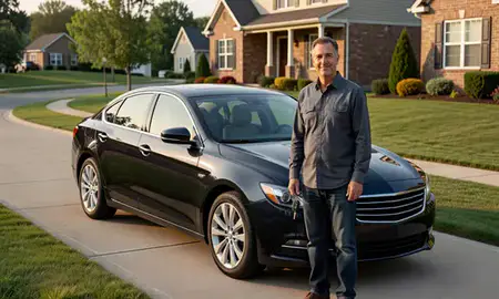 Car delivered to a driveway in Dundalk, Maryland, United States