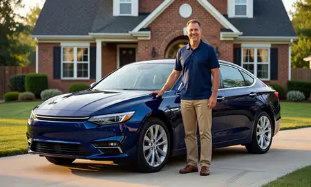Customer with their delivered car in Ellicott City, Maryland, United States