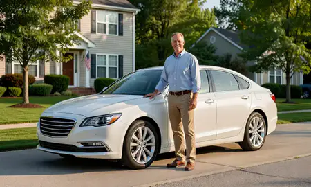 Customer with their delivered car in Essex, Maryland, United States