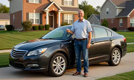 Car delivered to a driveway in Essex, Maryland, United States