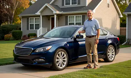 Car delivered to a driveway in Frederick, Maryland, United States