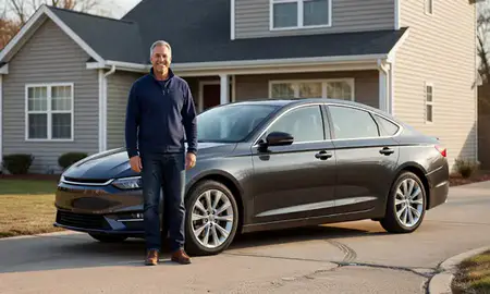 Customer with their delivered car in Gaithersburg, Maryland, United States