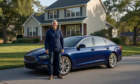Customer with their delivered car in Germantown, Maryland, United States