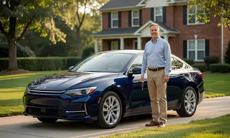 Car delivered to a driveway in Germantown, Maryland, United States
