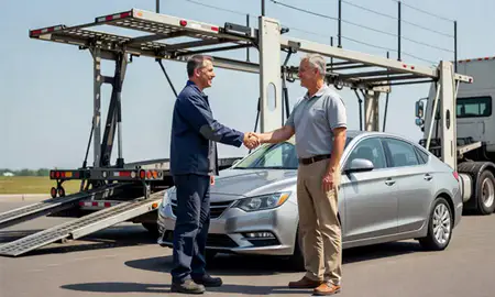 Vehicle owner beside their delivered car in Glen Burnie, Maryland, United States