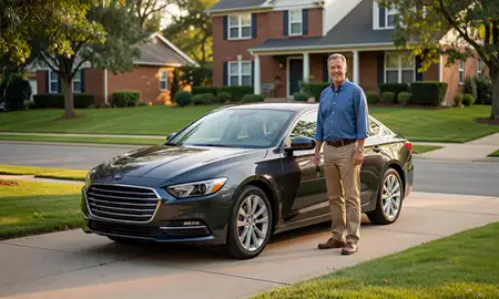 Car delivered to a driveway in Hagerstown, Maryland, United States