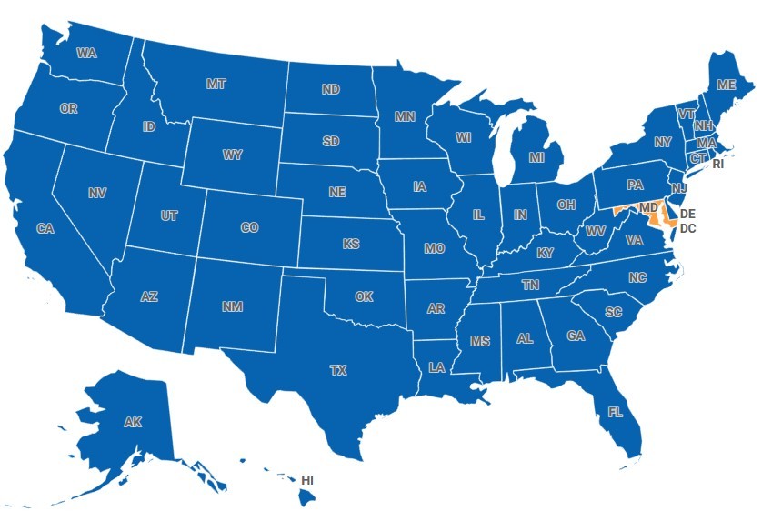 Map of Maryland, USA