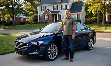 Customer with their delivered car in North Bethesda, Maryland, United States