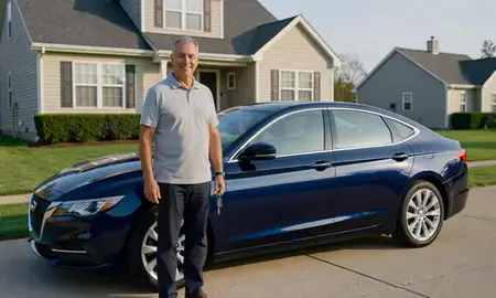 Car delivered to a driveway in North Bethesda, Maryland, United States