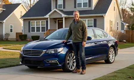 Customer with their delivered car in Odenton, Maryland, United States