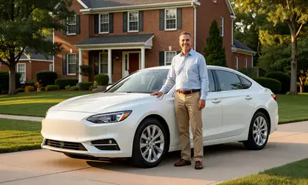 Customer with their delivered car in Potomac, Maryland, United States