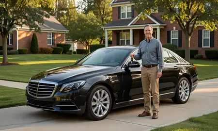 Car delivered to a driveway in Potomac, Maryland, United States