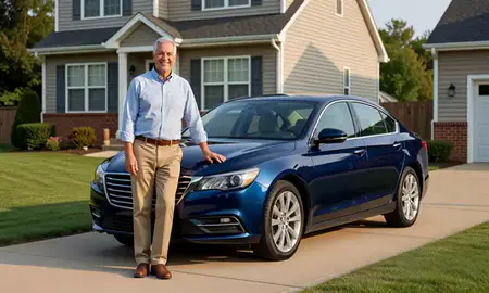 Customer with their delivered car in Randallstown, Maryland, United States