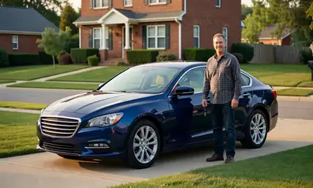 Car delivered to a driveway in Randallstown, Maryland, United States