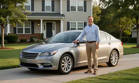 Customer with their delivered car in Rockville, Maryland, United States