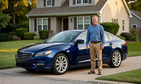 Car delivered to a driveway in Rockville, Maryland, United States