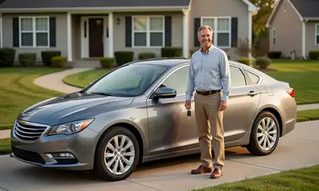 Car delivered to a driveway in Severn, Maryland, United States