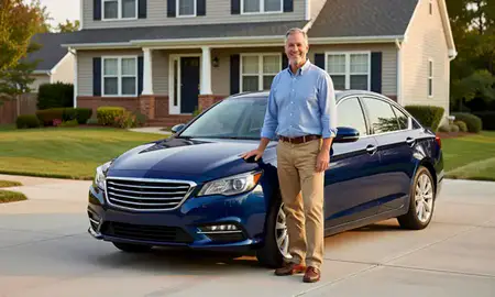 Customer with their delivered car in Severna Park, Maryland, United States