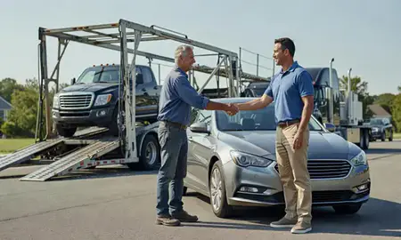 Vehicle owner beside their delivered car in Severna Park, Maryland, United States