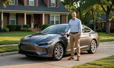 Customer with their delivered car in Silver Spring, Maryland, United States