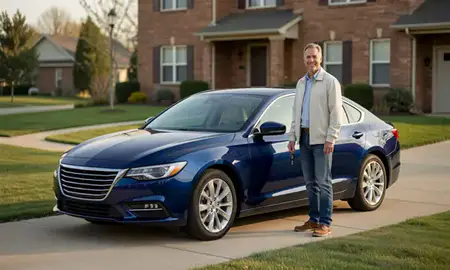 Car delivered to a driveway in Towson, Maryland, United States