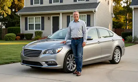 Customer with their delivered car in Waldorf, Maryland, United States