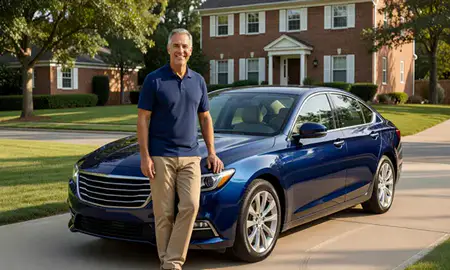 Customer with their delivered car in Wheaton, Maryland, United States