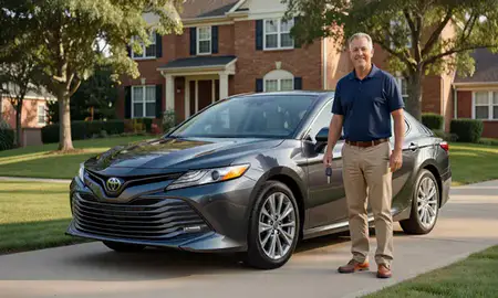 Car delivered to a driveway in Wheaton, Maryland, United States