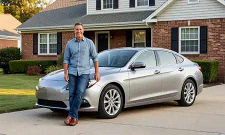 Customer with their delivered car in Woodlawn, Maryland, United States