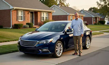 Car delivered to a driveway in Woodlawn, Maryland, United States