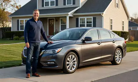 Customer with their delivered car in Attleboro, Massachusetts, United States