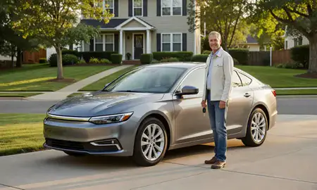 Car delivered to a driveway in Attleboro, Massachusetts, United States